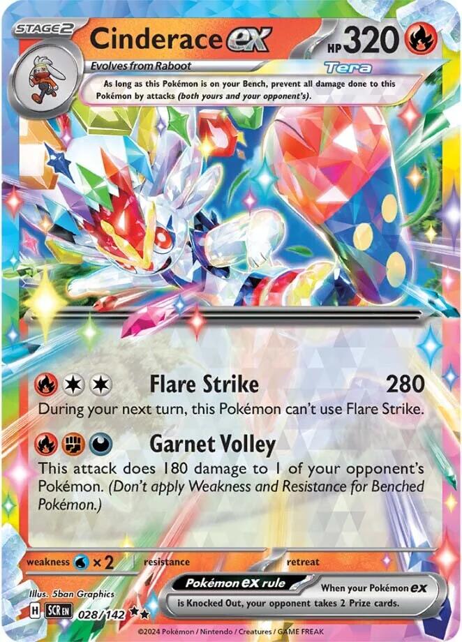 Cinderace EX SCR EN 028/142